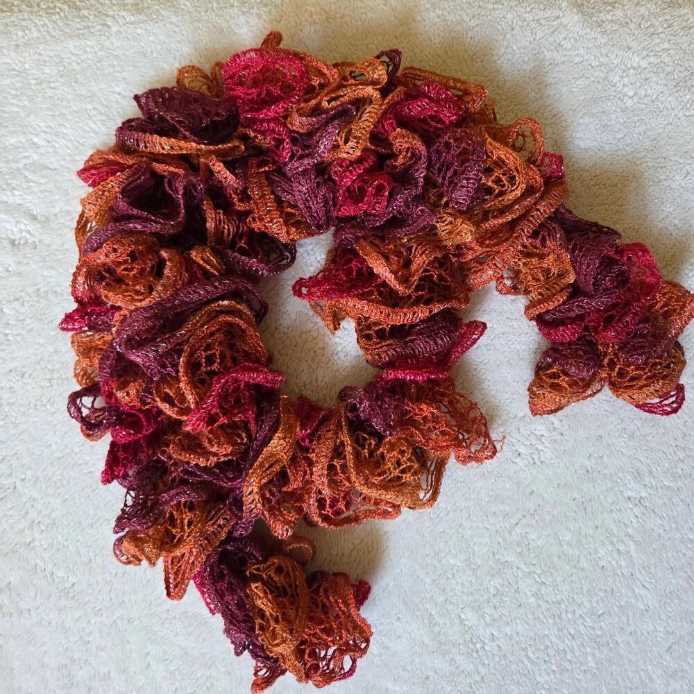 Vintage Y2K Autumn Ruffle Mesh Knit Scarf